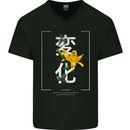 Japanese Flowers Quote Japan Change Mens V-Neck Cotton T-Shirt Black