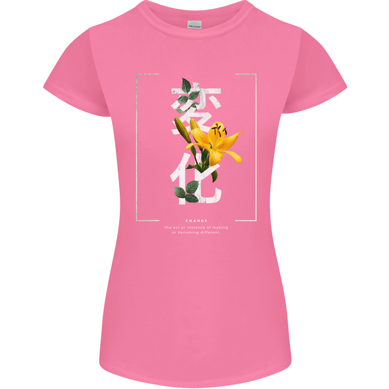Japanese Flowers Quote Japan Change Womens Petite Cut T-Shirt Azalea