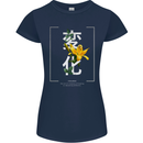 Japanese Flowers Quote Japan Change Womens Petite Cut T-Shirt Navy Blue