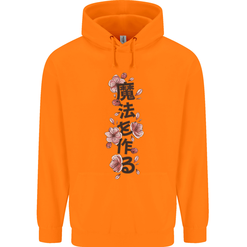Japanese Flowers Quote Japan Childrens Kids Hoodie Orange
