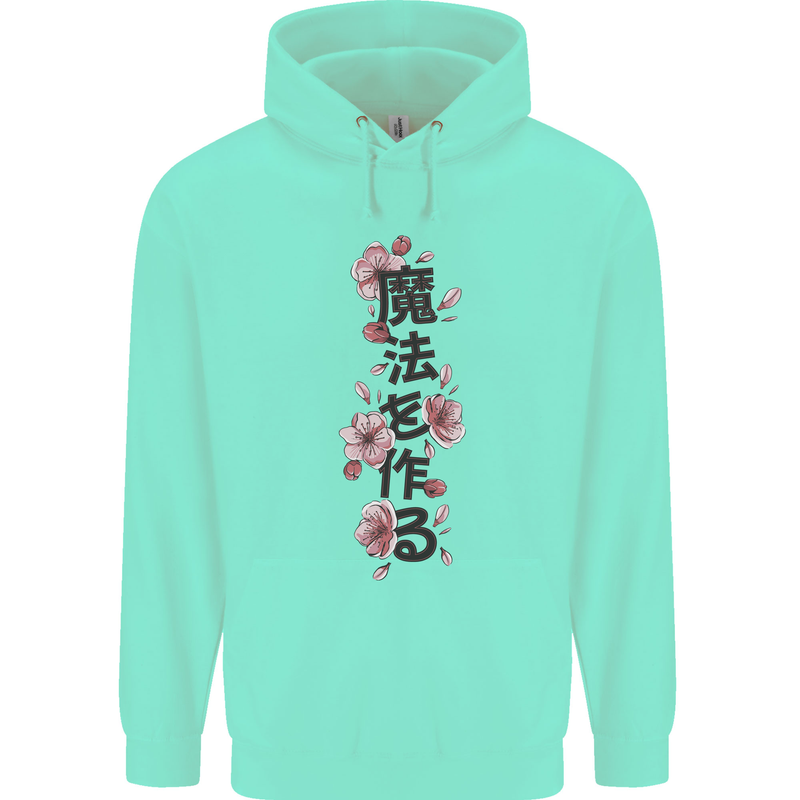 Japanese Flowers Quote Japan Childrens Kids Hoodie Peppermint