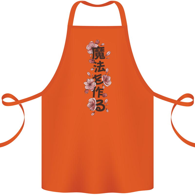 Japanese Flowers Quote Japan Cotton Apron 100% Organic Orange