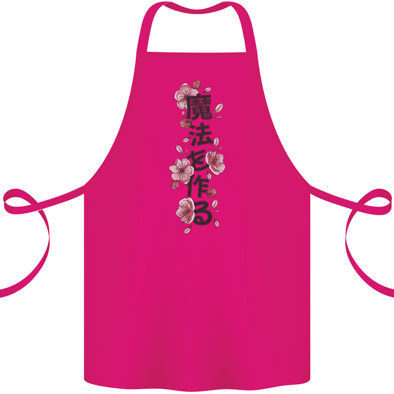 Japanese Flowers Quote Japan Cotton Apron 100% Organic Pink
