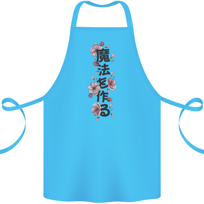 Japanese Flowers Quote Japan Cotton Apron 100% Organic Turquoise