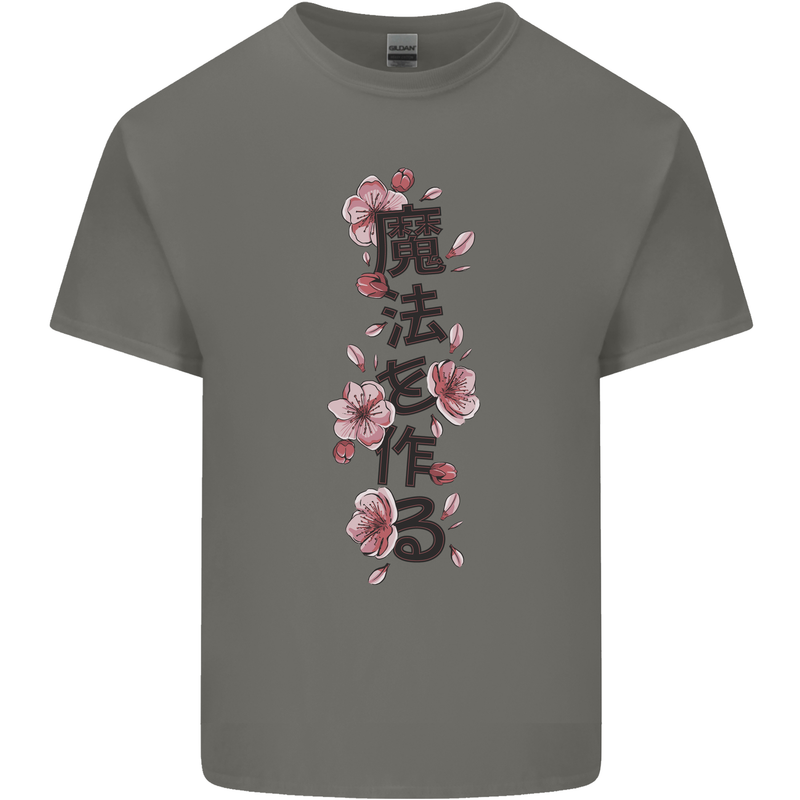 Japanese Flowers Quote Japan Kids T-Shirt Childrens Charcoal