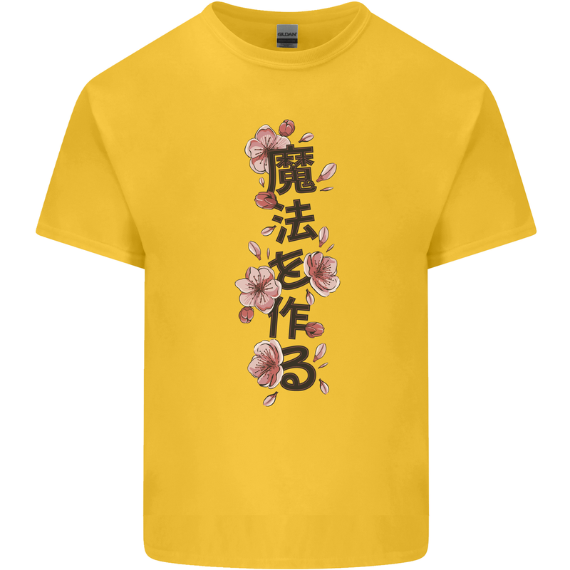 Japanese Flowers Quote Japan Kids T-Shirt Childrens Yellow