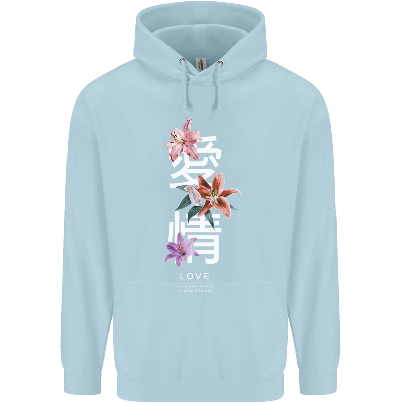 Japanese Flowers Quote Japan Love Childrens Kids Hoodie Light Blue