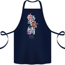 Japanese Flowers Quote Japan Love Cotton Apron 100% Organic Navy Blue