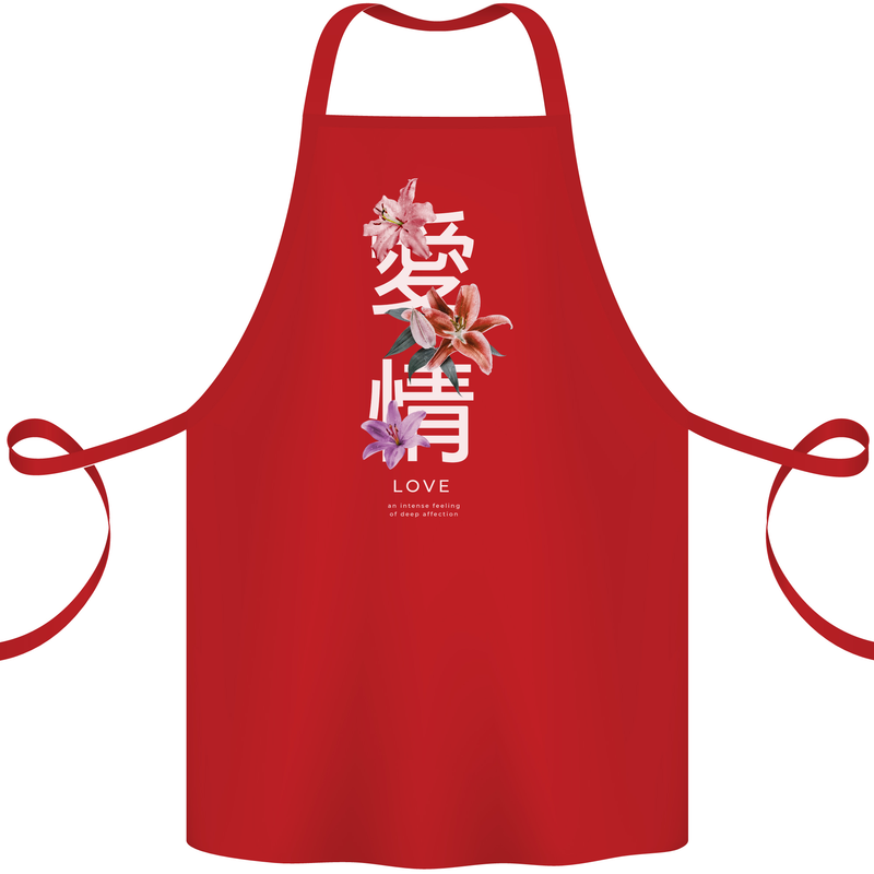 Japanese Flowers Quote Japan Love Cotton Apron 100% Organic Red