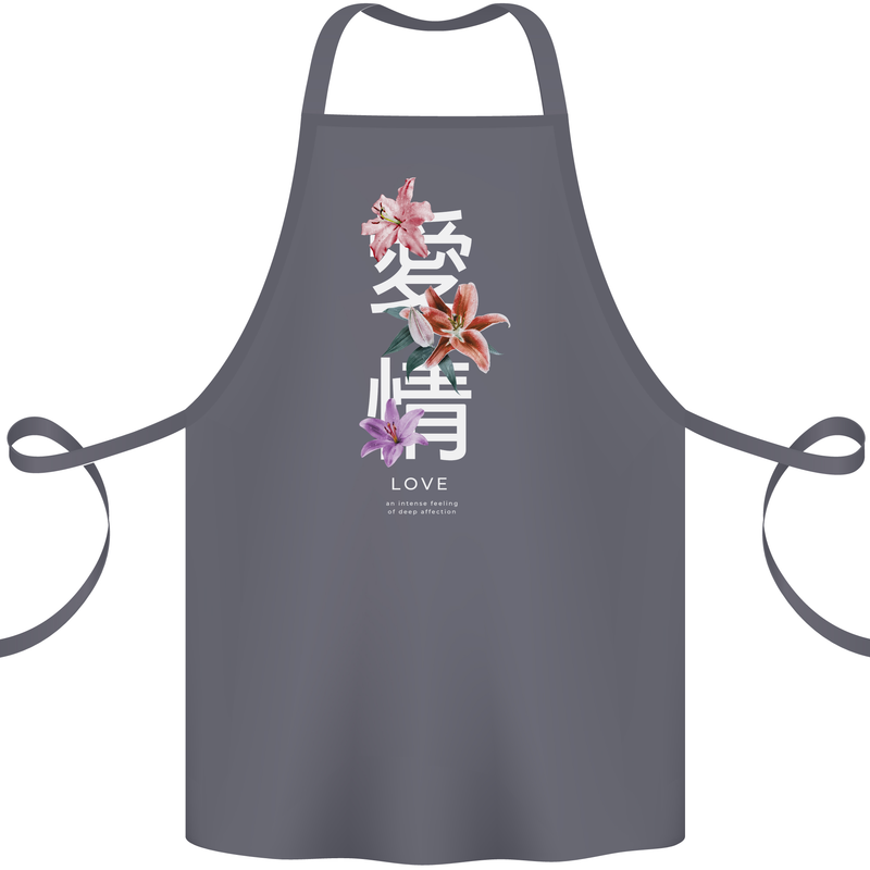 Japanese Flowers Quote Japan Love Cotton Apron 100% Organic Steel