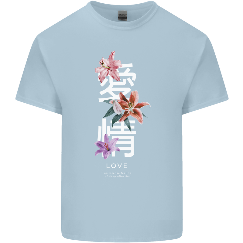 Japanese Flowers Quote Japan Love Mens Cotton T-Shirt Tee Top Light Blue