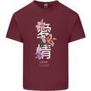 Japanese Flowers Quote Japan Love Mens Cotton T-Shirt Tee Top Maroon
