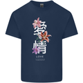 Japanese Flowers Quote Japan Love Mens Cotton T-Shirt Tee Top Navy Blue