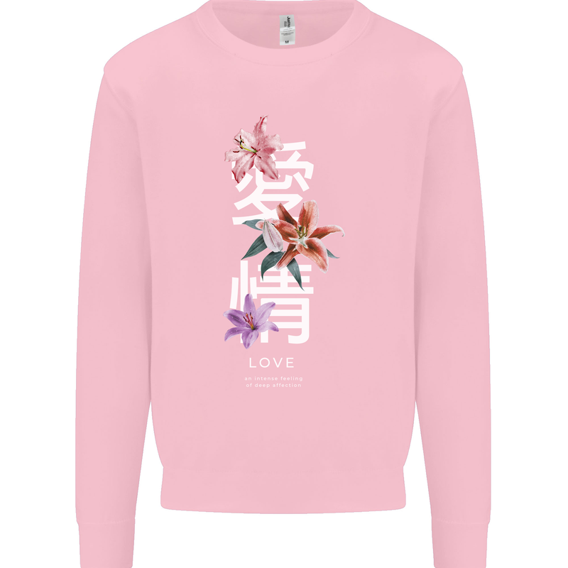 Japanese Flowers Quote Japan Love Mens Sweatshirt Jumper Light Pink
