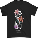 Japanese Flowers Quote Japan Love Mens T-Shirt 100% Cotton Black