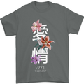 Japanese Flowers Quote Japan Love Mens T-Shirt 100% Cotton Charcoal