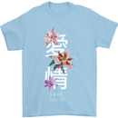 Japanese Flowers Quote Japan Love Mens T-Shirt 100% Cotton Light Blue