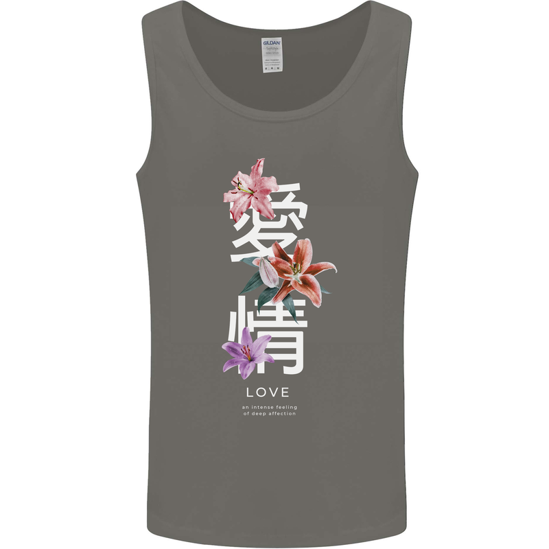 Japanese Flowers Quote Japan Love Mens Vest Tank Top Charcoal