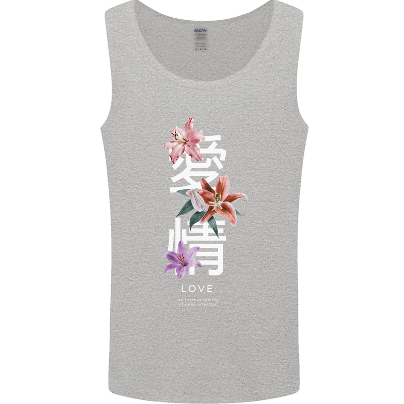 Japanese Flowers Quote Japan Love Mens Vest Tank Top Sports Grey