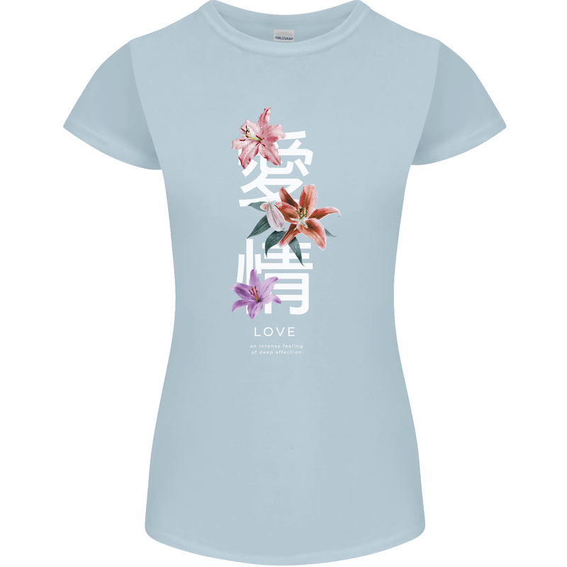 Japanese Flowers Quote Japan Love Womens Petite Cut T-Shirt Light Blue