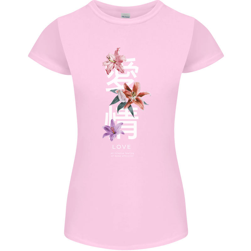 Japanese Flowers Quote Japan Love Womens Petite Cut T-Shirt Light Pink