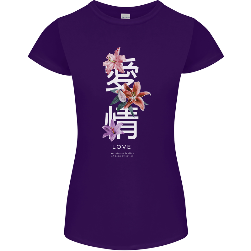 Japanese Flowers Quote Japan Love Womens Petite Cut T-Shirt Purple