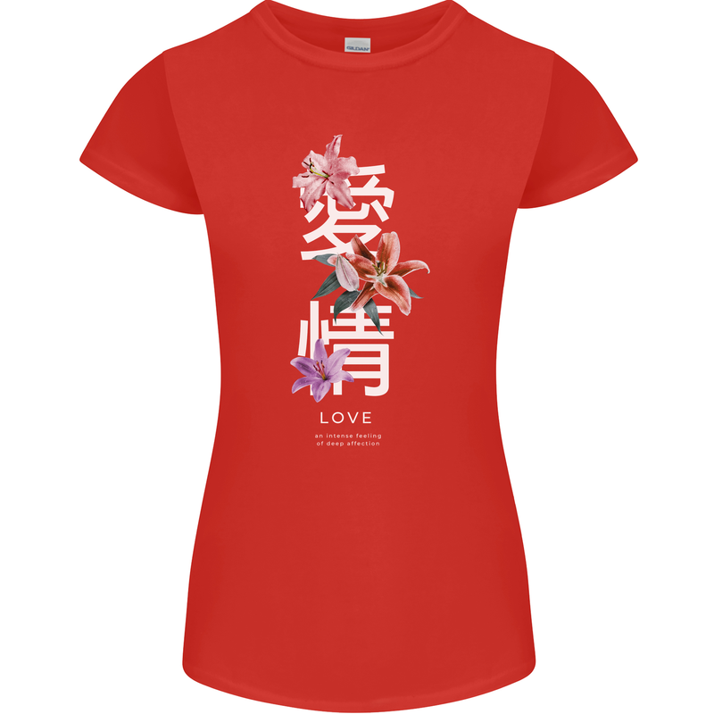 Japanese Flowers Quote Japan Love Womens Petite Cut T-Shirt Red