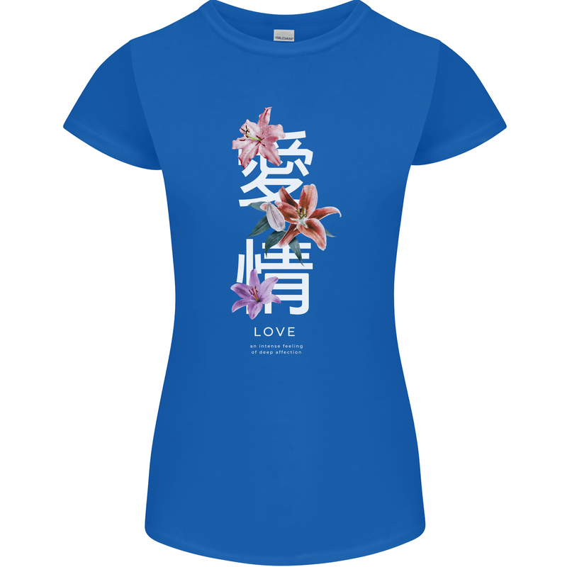 Japanese Flowers Quote Japan Love Womens Petite Cut T-Shirt Royal Blue