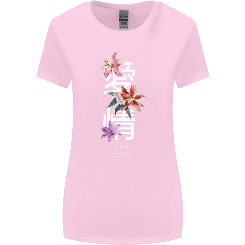 Japanese Flowers Quote Japan Love Womens Wider Cut T-Shirt Light Pink