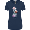 Japanese Flowers Quote Japan Love Womens Wider Cut T-Shirt Navy Blue