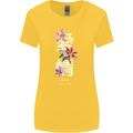 Japanese Flowers Quote Japan Love Womens Wider Cut T-Shirt Yellow
