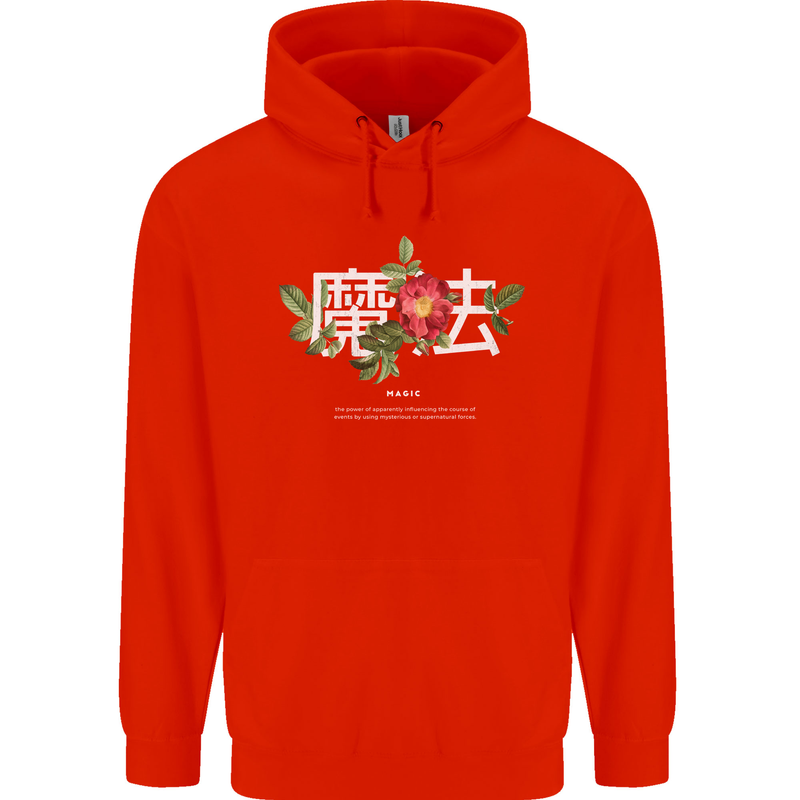 Japanese Flowers Quote Japan Magic Childrens Kids Hoodie Bright Red