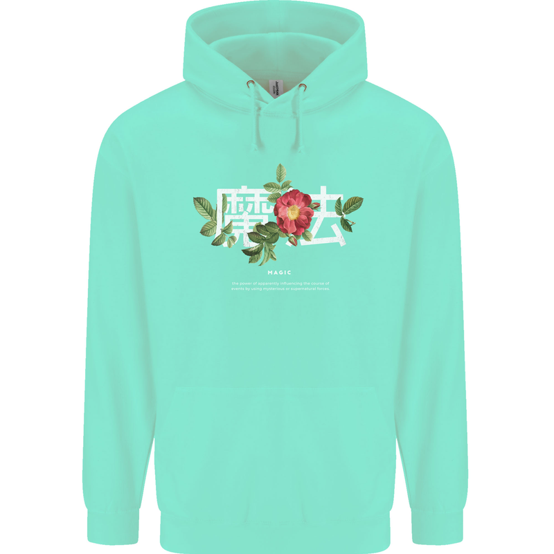 Japanese Flowers Quote Japan Magic Childrens Kids Hoodie Peppermint