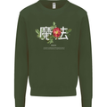 Japanese Flowers Quote Japan Magic Kids Sweatshirt Jumper Forest Green