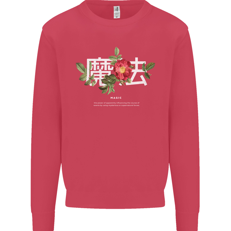 Japanese Flowers Quote Japan Magic Kids Sweatshirt Jumper Heliconia
