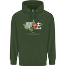 Japanese Flowers Quote Japan Magic Mens 80% Cotton Hoodie Forest Green