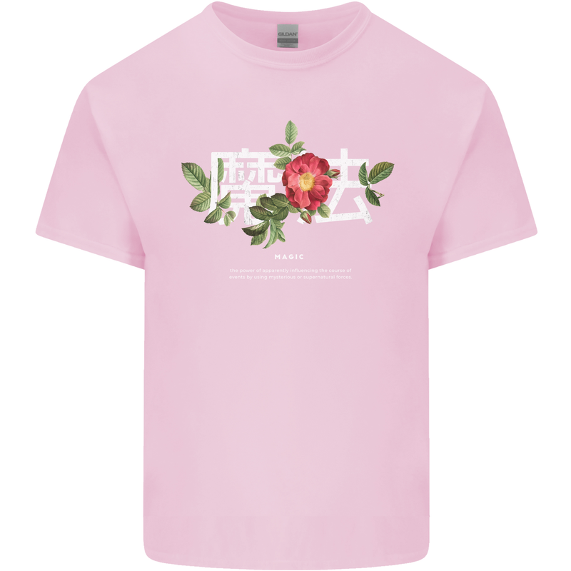 Japanese Flowers Quote Japan Magic Mens Cotton T-Shirt Tee Top Light Pink