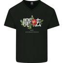 Japanese Flowers Quote Japan Magic Mens V-Neck Cotton T-Shirt Black