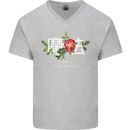Japanese Flowers Quote Japan Magic Mens V-Neck Cotton T-Shirt Sports Grey