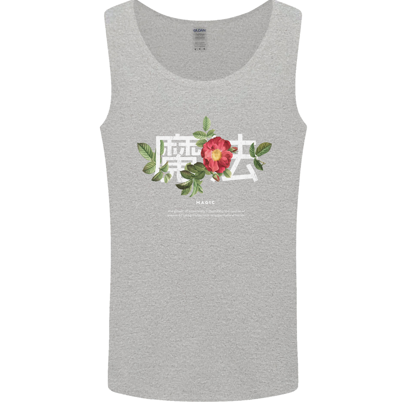Japanese Flowers Quote Japan Magic Mens Vest Tank Top Sports Grey