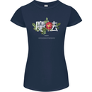 Japanese Flowers Quote Japan Magic Womens Petite Cut T-Shirt Navy Blue