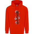 Japanese Flowers Quote Japan Mens 80% Cotton Hoodie Bright Red