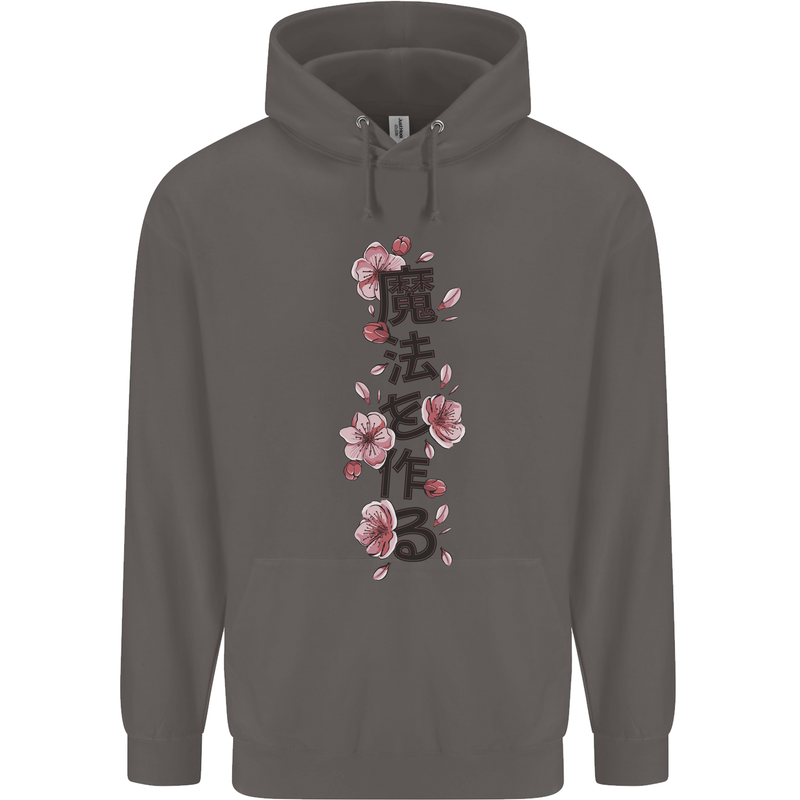 Japanese Flowers Quote Japan Mens 80% Cotton Hoodie Charcoal