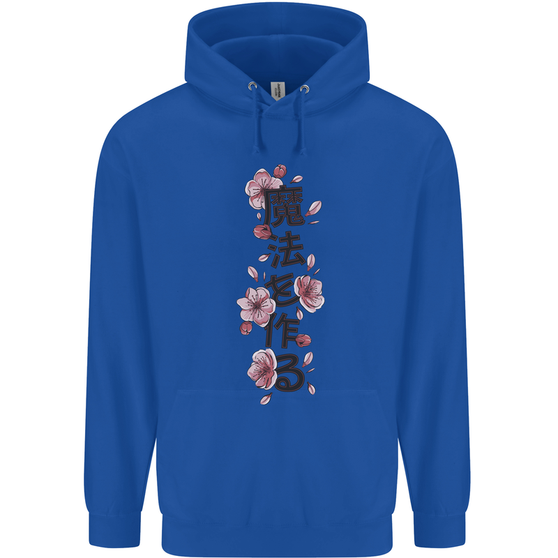Japanese Flowers Quote Japan Mens 80% Cotton Hoodie Royal Blue