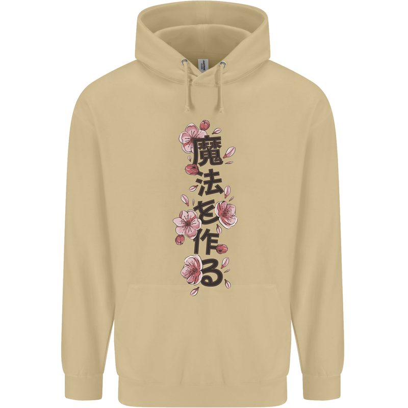 Japanese Flowers Quote Japan Mens 80% Cotton Hoodie Sand