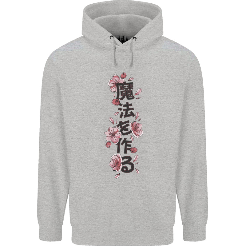 Japanese Flowers Quote Japan Mens 80% Cotton Hoodie Sports Grey