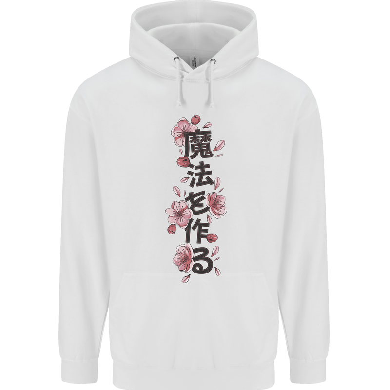 Japanese Flowers Quote Japan Mens 80% Cotton Hoodie White