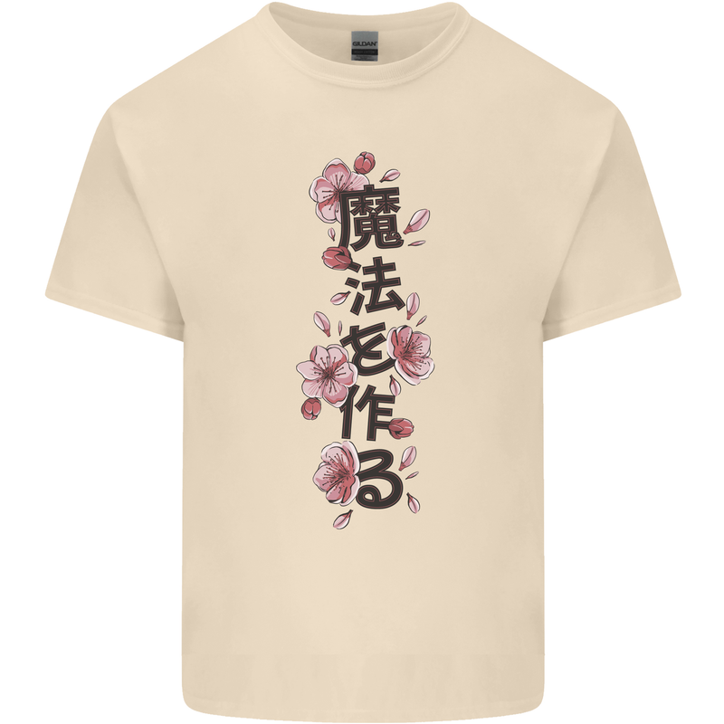 Japanese Flowers Quote Japan Mens Cotton T-Shirt Tee Top Natural