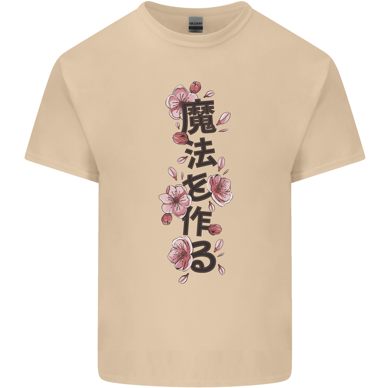 Japanese Flowers Quote Japan Mens Cotton T-Shirt Tee Top Sand