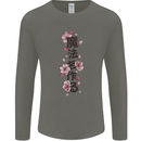 Japanese Flowers Quote Japan Mens Long Sleeve T-Shirt Charcoal